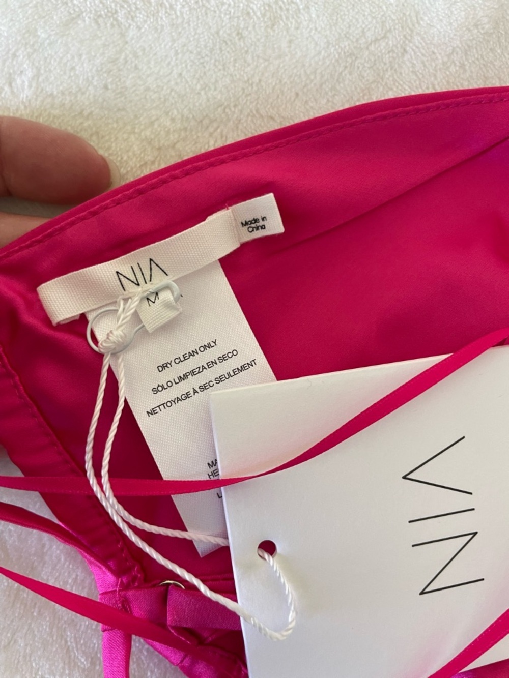 Nia The Label Satin Triangle Bralette in Vibrant Pink - Picture 7 of 7